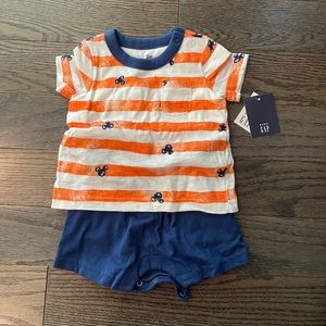 Baby Gap Mickey One Piece Short And Shirt Set | Size 0 - 3 Months